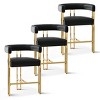 Modern Counter Barstools With Faux Leather,Counter Height Chairs Set Of 3,MidBar With Curved Armrest & Gold Metal Legs,Kitchen Island-Tanpinhause - 2 of 4