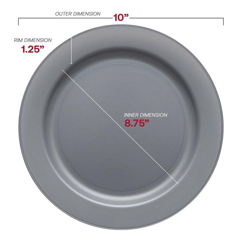 Smarty Had A Party 7.5" Matte Steel Gray Round Disposable Plastic Appetizer/Salad Plates (120 Plates), 3 of 8
