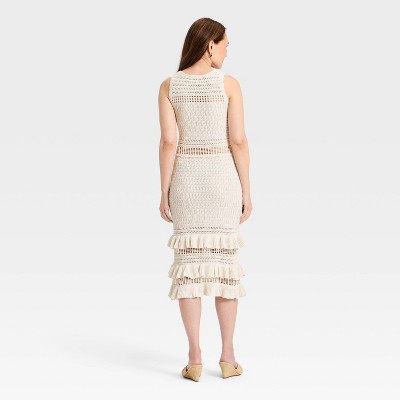 Женские платья A New Day Women's Ruffle Sweater Midi Dress - A New Day™ Cream M — фото 2