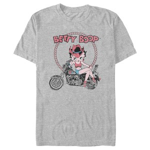 Men's Betty Boop Cowboy Hat Biker Betty Distressed T-Shirt - 1 of 4