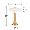 Possini Euro Design Granview 23" High Small Mid Century Modern Accent Table Lamp Dual USB Ports Brass Finish Metal Glass White Dome Shade Charging - 4 of 4