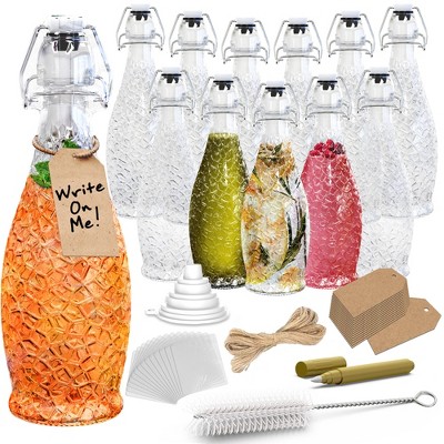 Nevlers 17 oz Textured Teardrop Swing Top Glass Bottle Set