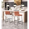 Zuo Modern – Pago Barstool Set of 2 Brown,39" H Plush Faux Leather Steel Frame Modern Counter Seating - 2 of 4