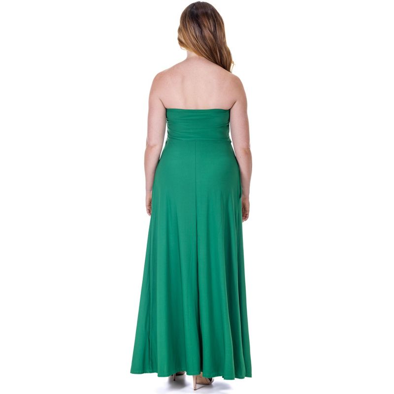 24seven Comfort Apparel Womens Pleated A Line Strapless Maxi Dress With Pockets, 3 of 7