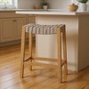 HomeRoots 26" Stone and Natural Faux Leather and Solid Wood Backless Counter Height Bar Chair - 2 of 4