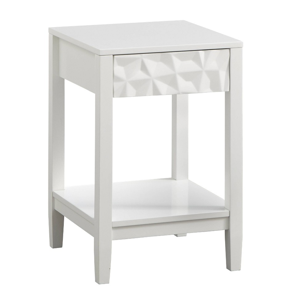 Buylateral Marquise Modern Geometric Pattern End Table White