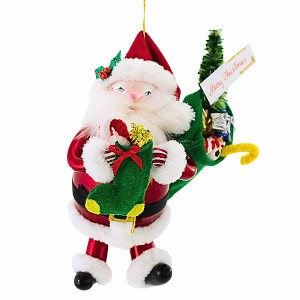 De Carlini Italian Ornaments 7.5 Inch Sack O' Cheer Christmas Tree Ornament , Christmas Decor Santa Stocking Mgd (1PC) - 1 of 4
