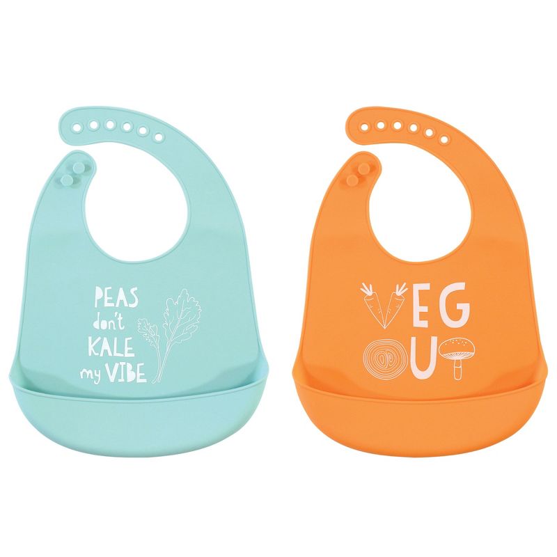 Hudson Baby Infant Silicone Bibs 2pk, Kale, One Size, 1 of 5
