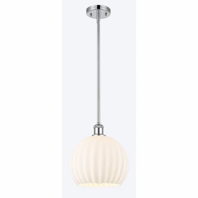 White Venetian - 1 Light Stem Hung Mini Pendant In Modern Style-11.75 Inches Tall and 10 Inches Wide