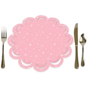 Big Dot of Happiness Pink Confetti Stars - Simple Party Round Table Decorations - Paper Chargers - Place Setting For 12 - 1 of 4
