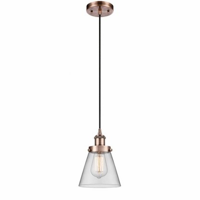 Cone - 1 Light Cord Hung Mini Pendant In Industrial Style-9 Inches Tall and 6 Inches Wide