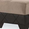 HomeRoots 48" Taupe and Espresso Faux Leather And Microfiber Tufted Storage Ottoman - 4 of 4