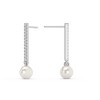 Pompeii3 6mm Pearl & Diamond Dangle Earrings Women's 14k Gold Tennis Earrings Lab Created - 3 of 4