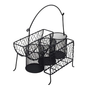 Mikasa Gourmet Basics Farmer's Market Picnic Caddy - Expandable Flatware Organizer - Iron Wire Frame with Compartments - Portable Drawer Organizer - 1 of 4