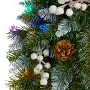 Nearly Natural 24-in Snow Tipped Artificial Christmas Wreath with 50 Multicolored LED Lights, White Berries and Pine Cones - 3 of 4