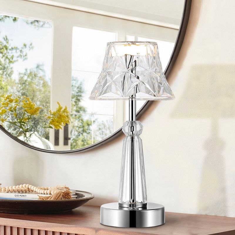 11.5&#34; Madelyn Bohemian Classic Acrylic Rechargeable Integrated LED Table Lamp Clear/Chrome - JONATHAN Y, 4 of 11
