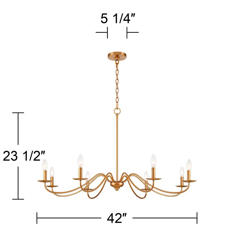 Franklin Iron Works Soft Gold Chandelier 42" Wide Farmhouse Rustic Bent Arms 8-Light Fixture for Dining Room Living House Home Foyer Kitchen Island, 4 of 10