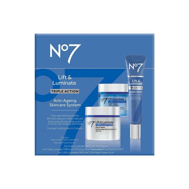 No7 Lift &#38; Luminate Triple Action 3-Piece Skincare System - 3ct, 1 of 11