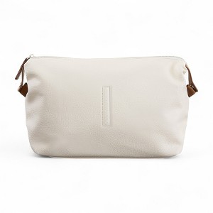 Personalization Mall Trapunto Initial Vegan Leather Cosmetic Case, White - 1 of 4