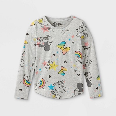 Girls' Minnie Mouse Long Sleeve Graphic T-Shirt - Gray
