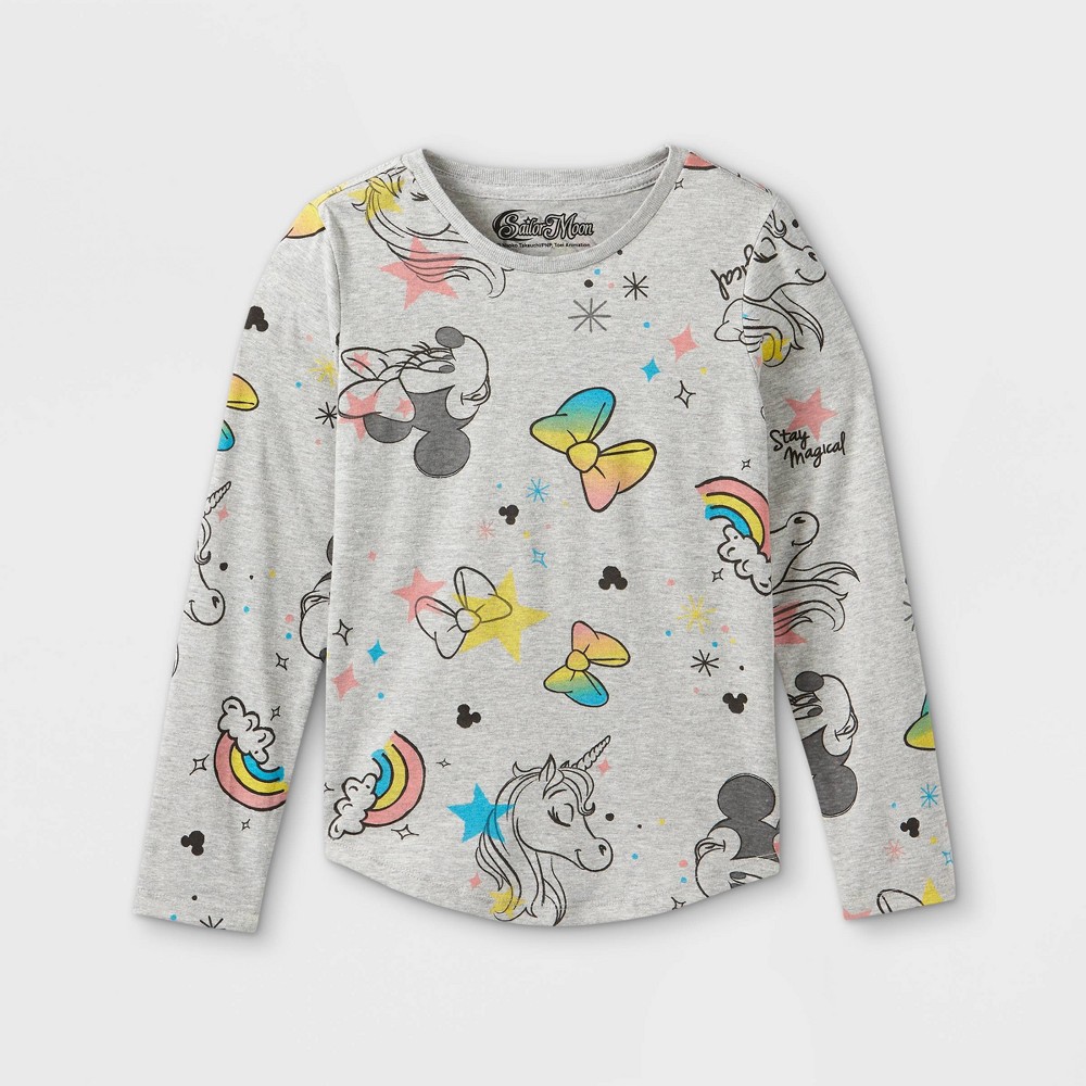 Girls' Minnie Mouse Long Sleeve Graphic T-Shirt - Gray M