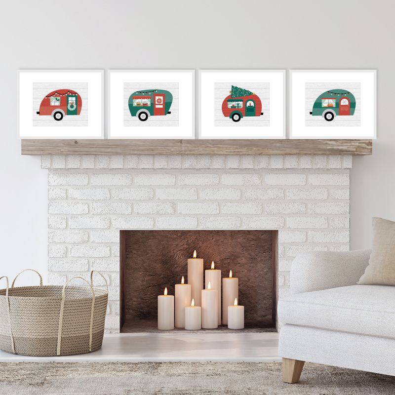 Big Dot of Happiness Camper Christmas - Unframed Red and Green Holiday Linen Paper Wall Art - Set of 4 - Artisms - 8 x 10 inches, 2 of 8