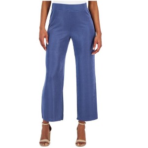 Kasper Womens Knit Casual Wide Leg Pants, Blue, X-Large - 1 of 1