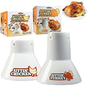 chef's Choice Ceramic Steamer Beer Can Roasters Combo Pack- Sittin' Chicken and Turkey Marinade Barbecue Cookers- Infuse BBQ flavors - 1 of 1