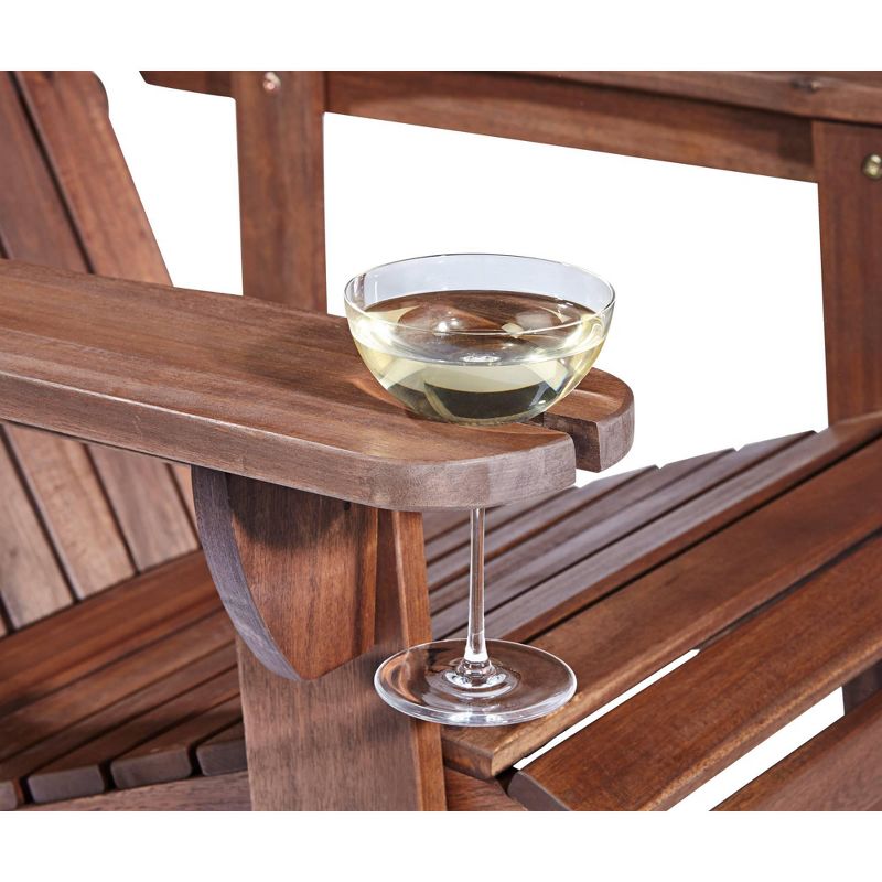 Teal Island Designs Kava Dark Brown Wood Outdoor Adirondack Chair with Wine Holder, 5 of 10