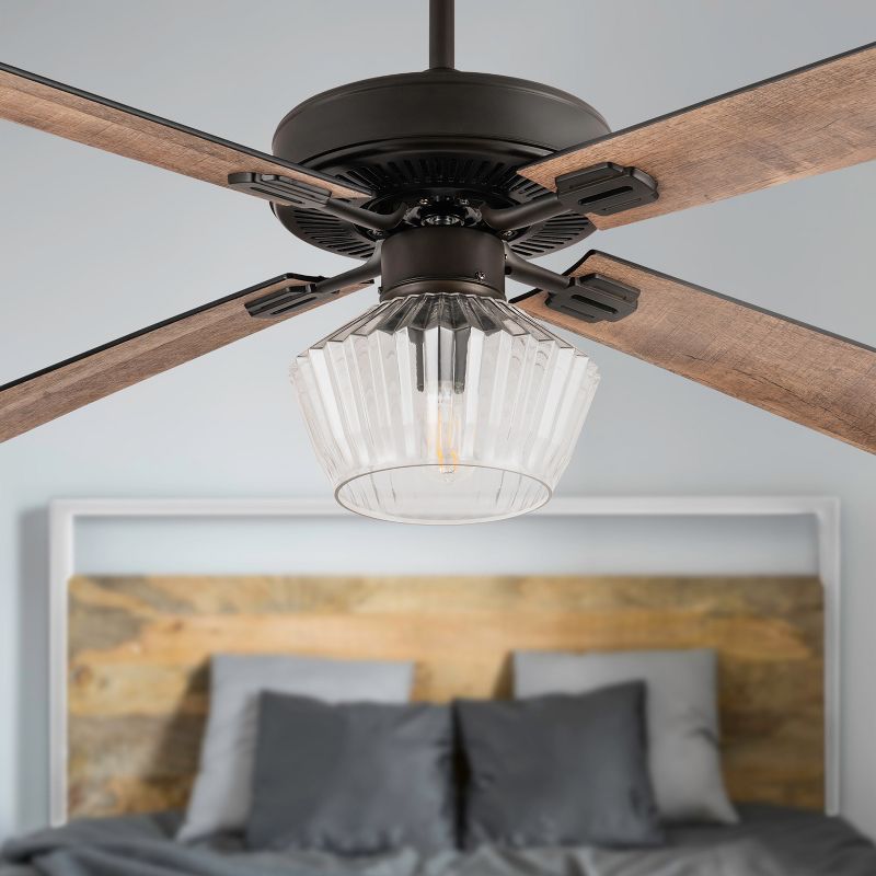 52&#34; 1-Light Beryl Oil-Rubbed Bronze Metal Ceiling Fan with Clear Glass Shade - River of Goods, 4 of 14