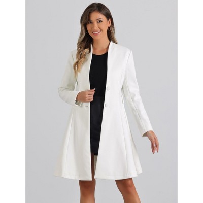 INSPIRE CHIC Women's Vintage Collarless Winter Elegant A-Line Coats with Belt White Large — фото 4