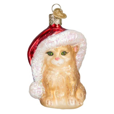 Old World Christmas 3.5 Inch Santa's Kitten Ornament Santa Hat Cat Tree ...