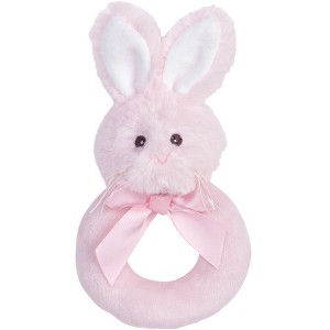 Bearington Baby Lil Bunny, 5.5 Inch Pink Soft Stuffed Bunny Rattle, Baby Gifts - 1 of 4