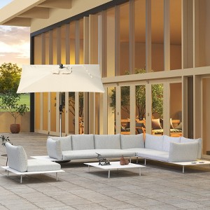 GDFStudio Ella Outdoor 8 Aluminium Ribs Market Umbrella with Crank Lift and Tilt Function - 1 of 4