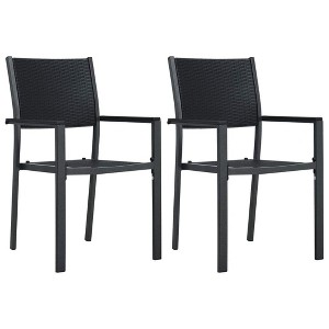 FAMIROSA Garden Chairs 2 pcs Black Plastic Rattan Look - 1 of 4