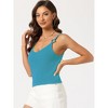 Allegra K Women's Casual Knit V Neck Sleeveless Spaghetti Strap Cami Crop Tank Tops - 3 of 4