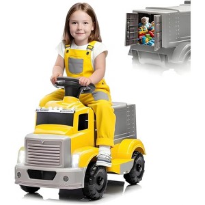 Jojoka 6V Ride on Truck for Toddlers -Electric Car w/Spacious Storage,Music,LED Lights,Rechargeable Battery & Easy Start Button - 1 of 4