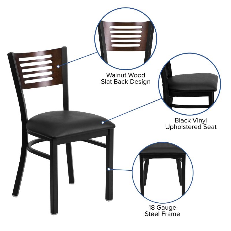 Flash Furniture Black Decorative Slat Back Metal Restaurant Chair, 5 of 12