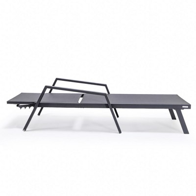Black Aluminum Adjustable Patio Sling Chaise Lounge Chair