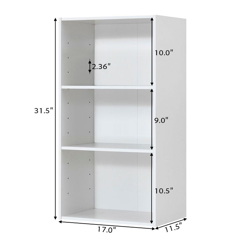 Costway 3 Tier Open Shelf Bookcase Multi-functional Storage Display Cabinet Furni White, 2 of 11