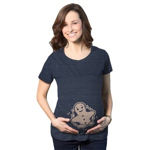 Gingerbread Cookie Maternity T Shirt Cute Christmas Cookie Pregnancy Announcement Graphic Tee - Crazy Dog Maternity T Shirt - 1 of 4