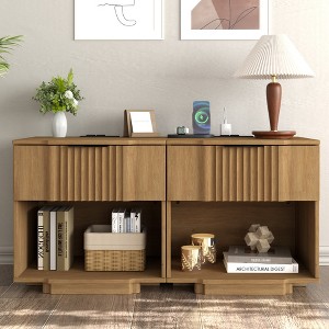 Brafabhome Fluted Nightstands with 20W Fast Charging Station, Modern Bedside Tables with Storage Drawers & Open Shelf, Accent End Tables Set of 2 - 1 of 4