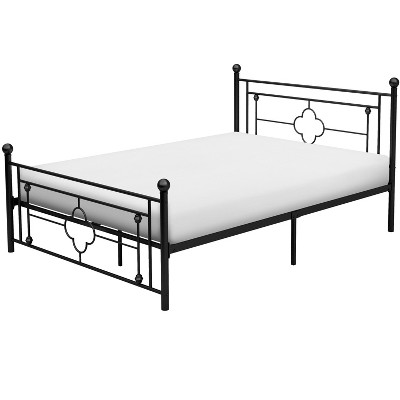 Bellemave 1pc Full Platform Bed Black Finish Metal Frame Ball Finials Modern Traditional Look