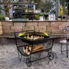 Tangkula 21.5" Fire Pit & Firewood Log Rack Outdoor Square Firepit & Firewood Holder with Spark Screen Rolling Wheels - 2 of 4