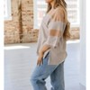 Women's Striped Patchwork 3/4 Sleeve Oversize Top - Little Daisy Closet - 3 of 3
