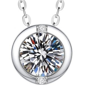 Moissanite Necklace for Women, 1 Carat Bezel Set Pendant with 925 Sterling Silver Necklace, Anniversary Christmas Valentines Jewelry for Mom Wife - 1 of 4