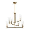 6-Light Chandelier – Satin Brass with Clear Ribbed Glass - 2 of 4