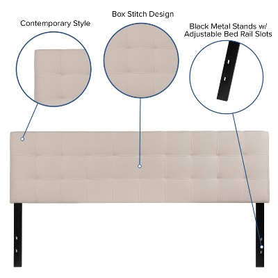 Elegant Beige Fabric King-Size Tufted Headboard with Adjustable Support