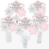 Big Dot of Happiness Pink Winter Wonderland - Holiday Snowflake Birthday Party or Baby Shower Centerpiece Sticks - Table Toppers - Set of 15 - 2 of 4