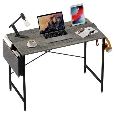 Bestier Computer 32 Inch Modern Mini Style Office Desk With Adjustable  Metal Frame, Storage Bag, And Working Table For Small Bedroom Space, Grey :  Target